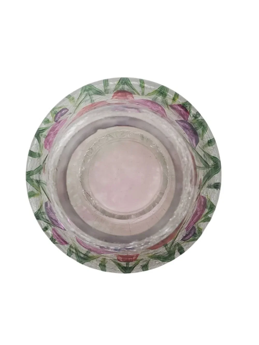 Yankee Candle Tulip Floral Crackle Glass Lamp Shade Topper Butterfly Ladybug